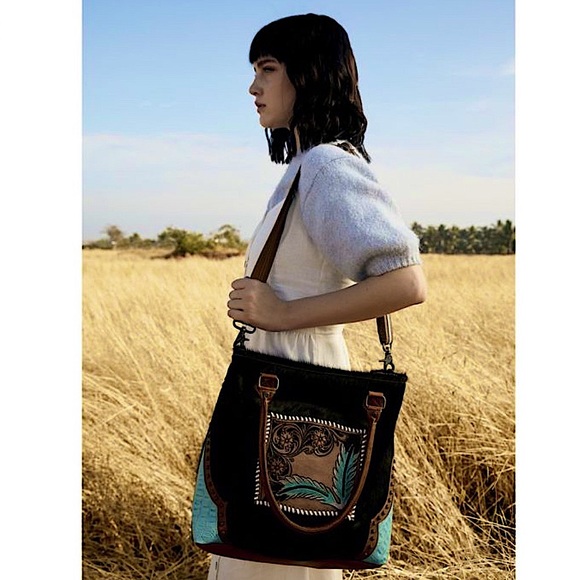 MYRA BAG Hair-on leather hand tooled - Picture 3 of 9